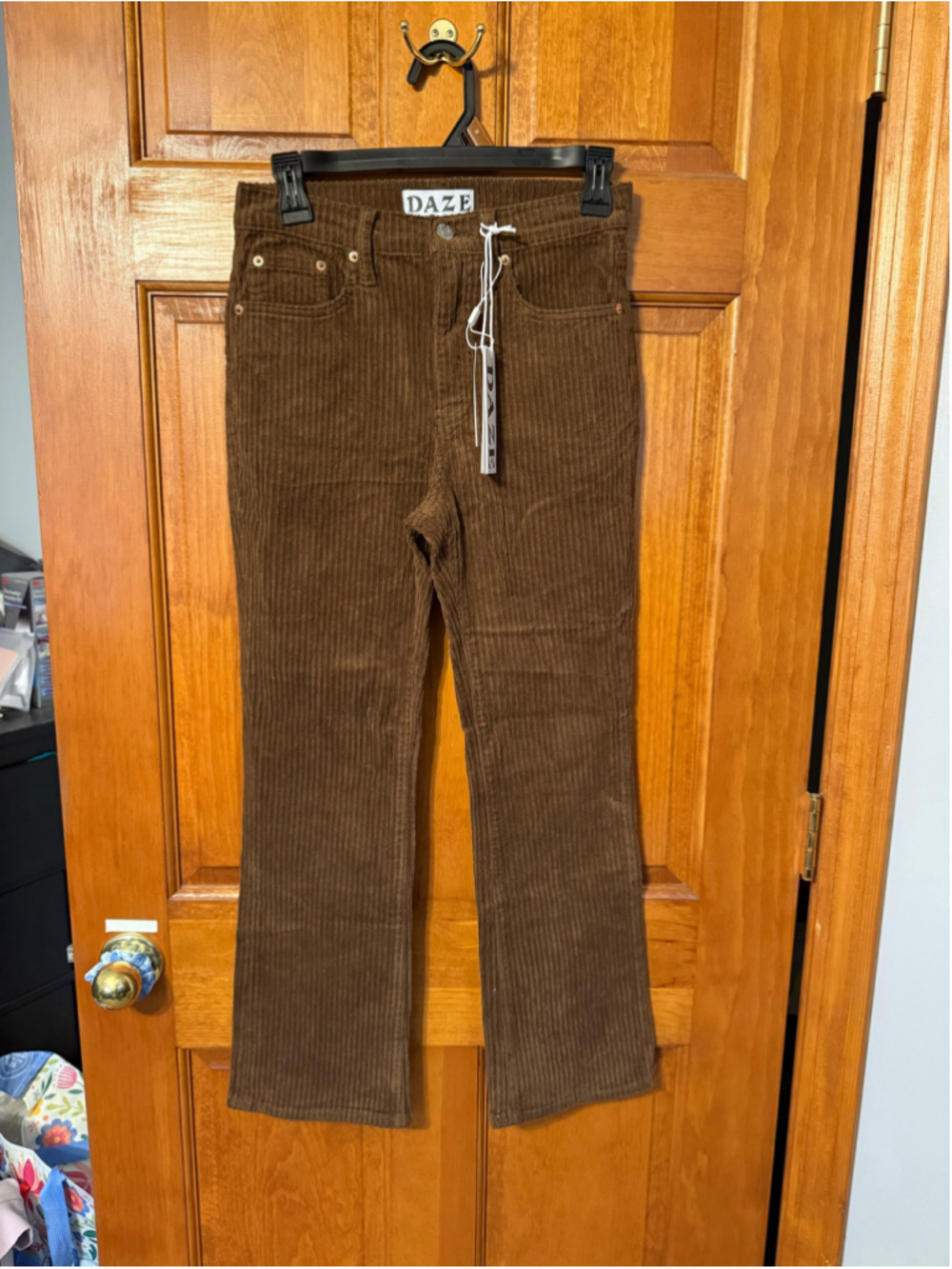 Women's Daze Denim Shy Girl High Rise Corduroy Flare Pants Brown Size 24